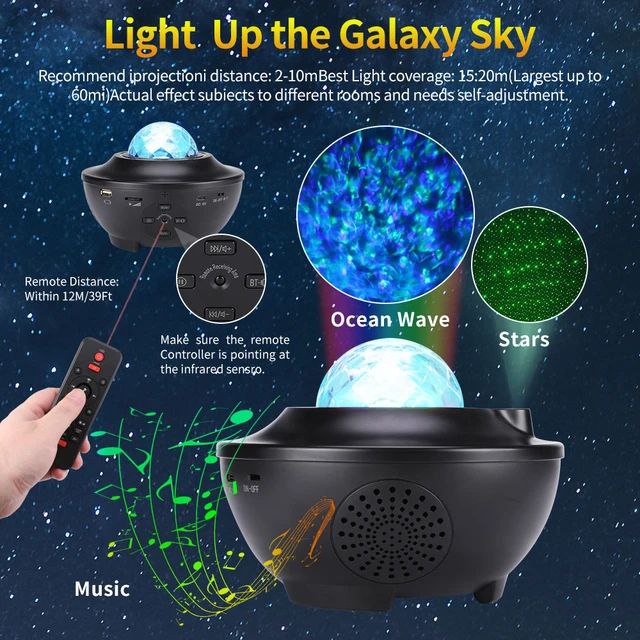 LED GALAXY 3D جهاز عرض النجوم السحري